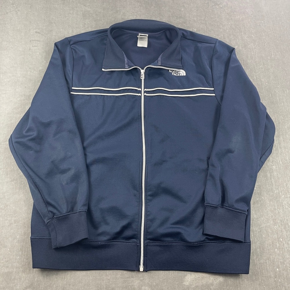 The North Face Mens X-Large Navy Blue Track Jacket Full Zip Piping Logo